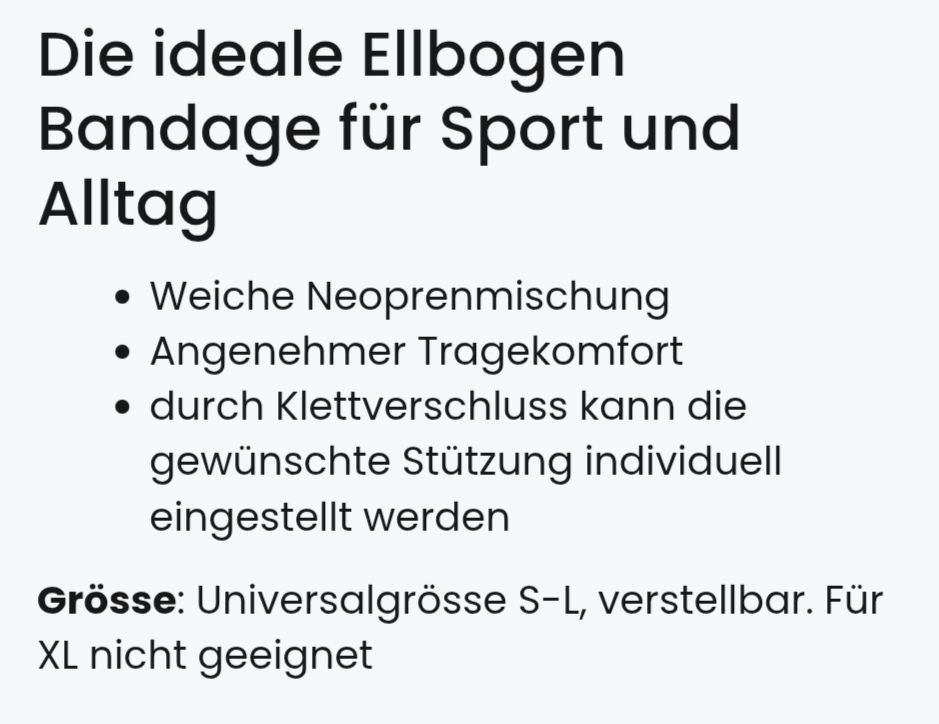 Attrezzature mediche: Ellenbogenbandage kurz, ideal bei Tennisellbogen – Nuovo e nell'imballaggio originale da Wald ZH venduto da -lea- 4