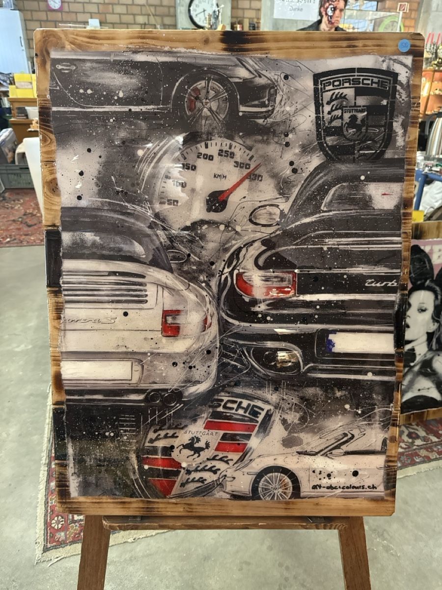 Dipinti: UNIKAT: PORSCHE BILD AUF HOLZ  – Nuovo e nell'imballaggio originale da Zwingen venduto da Eiphone