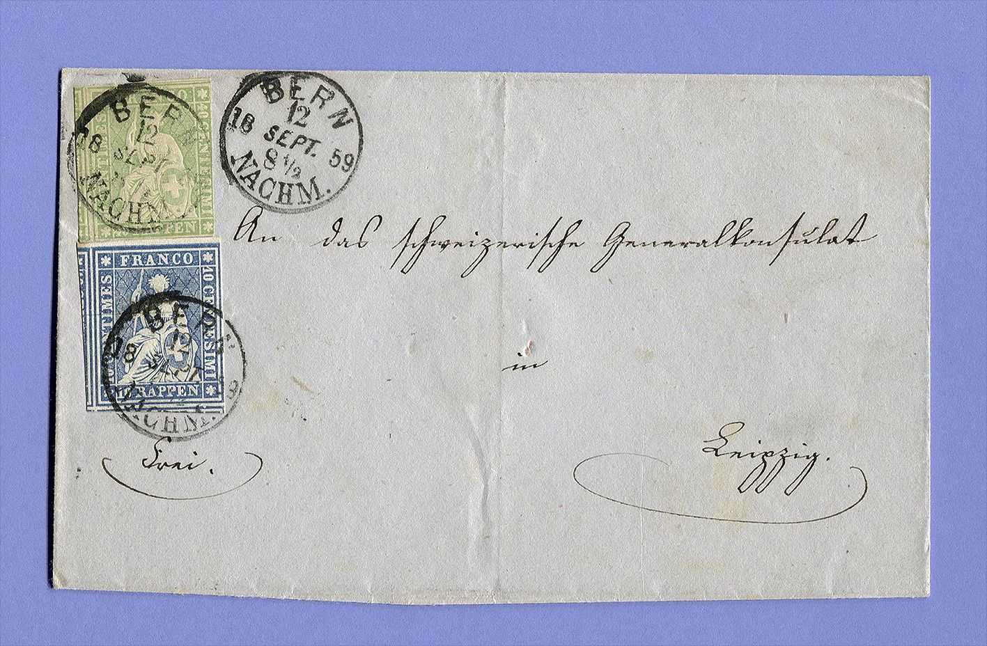 Alle Briefmarken: Attraktiver Auslandsbrief nach Leipzig – Gebraucht aus Maggia von philtrade