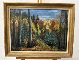 Ölgemälde Waldlandschaft Herbst signiert PW 