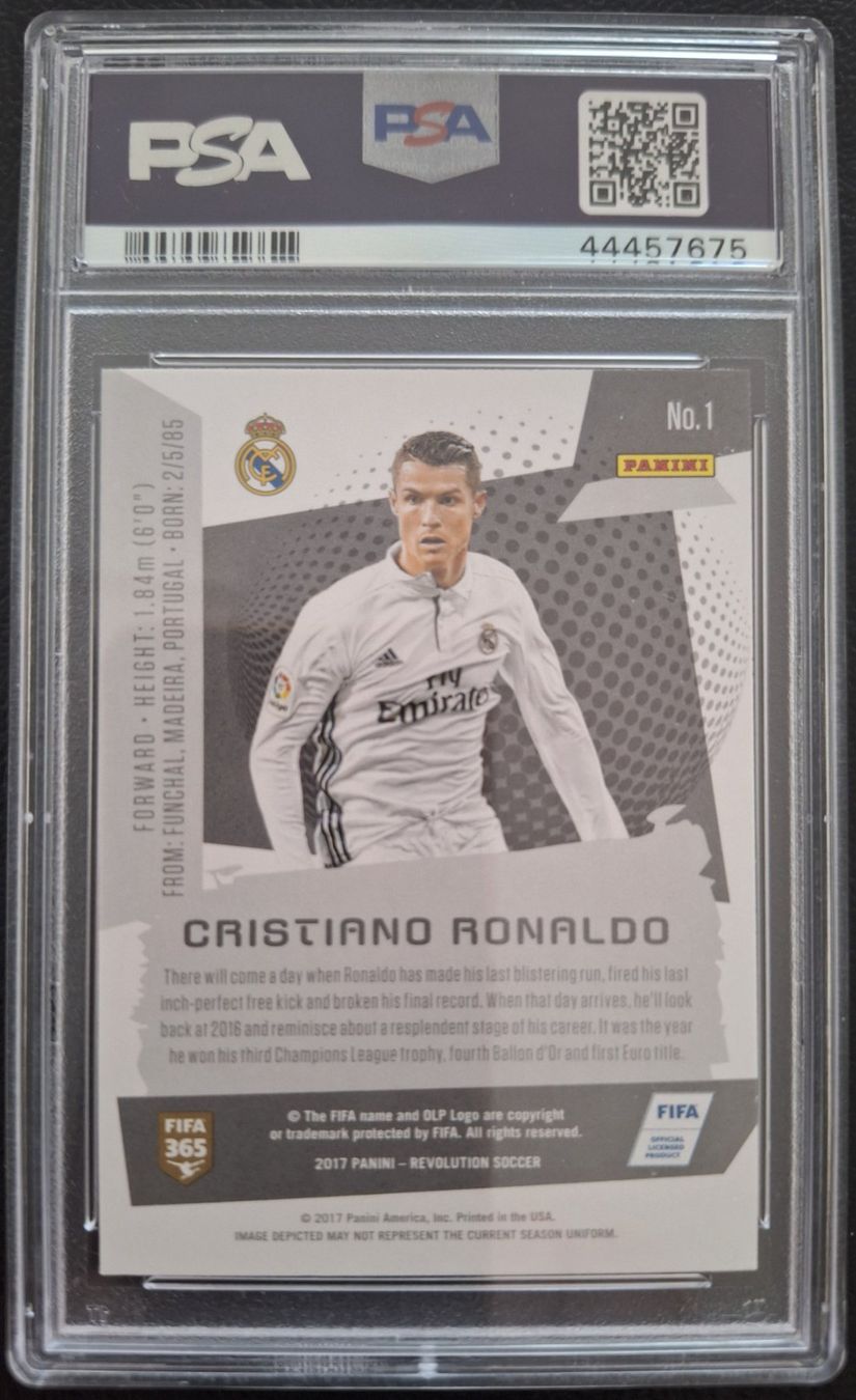 Panini Carte collezionabili: 2017 PANINI REVOLUTION CRISTIANO RONALDO PSA 10 – Usato da St. Gallen venduto da Matrix023 1