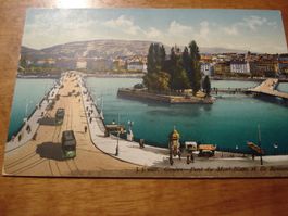 Geneve, Pont du Mont Blanc, 1918, gelaufen, farbig