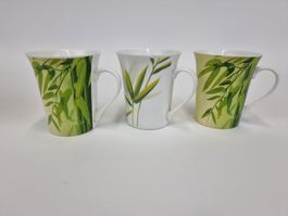 3 Tassen mit Bambusmotiven