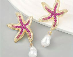 Ohrringe Seestern mit Perle pink