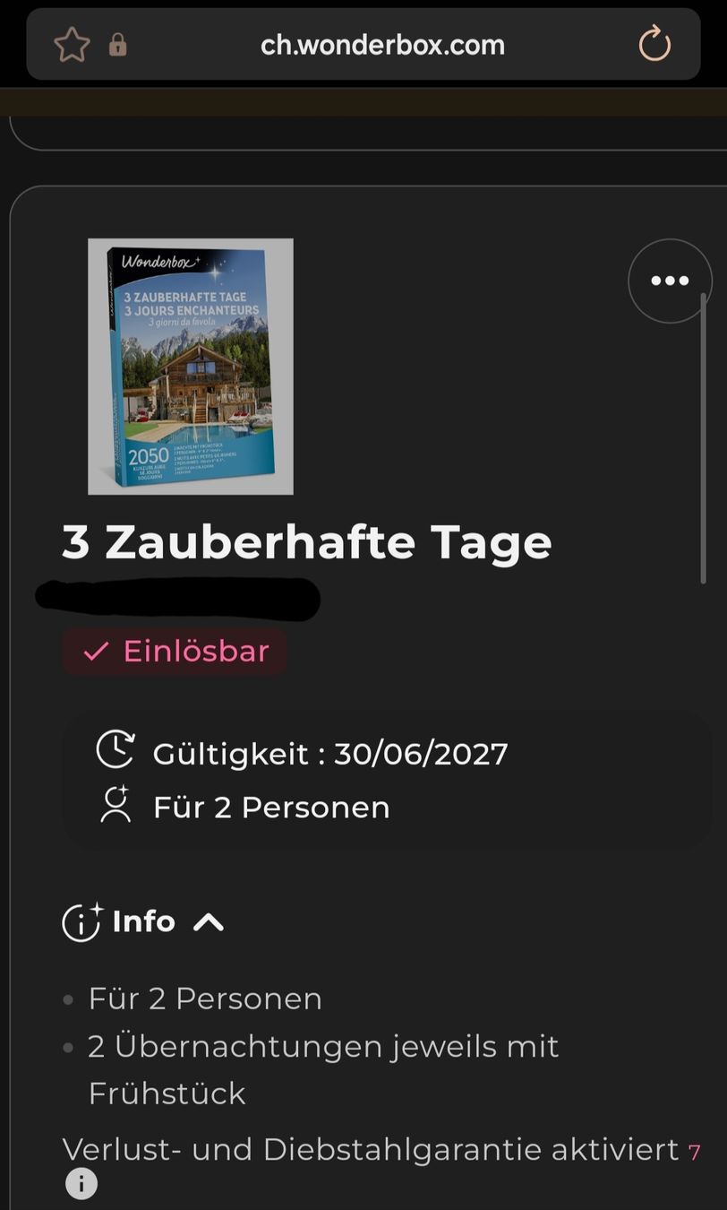 Buoni: Wonderbox Gutschein "3 Zauberhafte Tage" – Nuovo (secondo la descrizione) da Bischofszell venduto da audi_power92 1