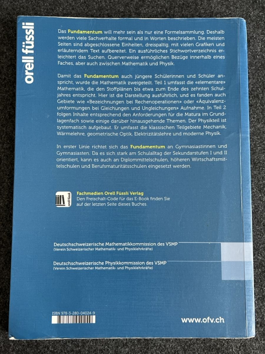 Libri: Fundamentum Mathematik und Physik. 11. Auflage – Usato da LUZERN venduto da Zhin369 1