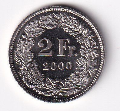 Tutti le monete: Schweiz 2 Franken 2000 fast unz – Usato da Neuchâtel venduto da karlpierrino