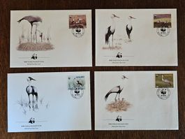 4 WWF Ersttagsbriefe Malawi Vögel