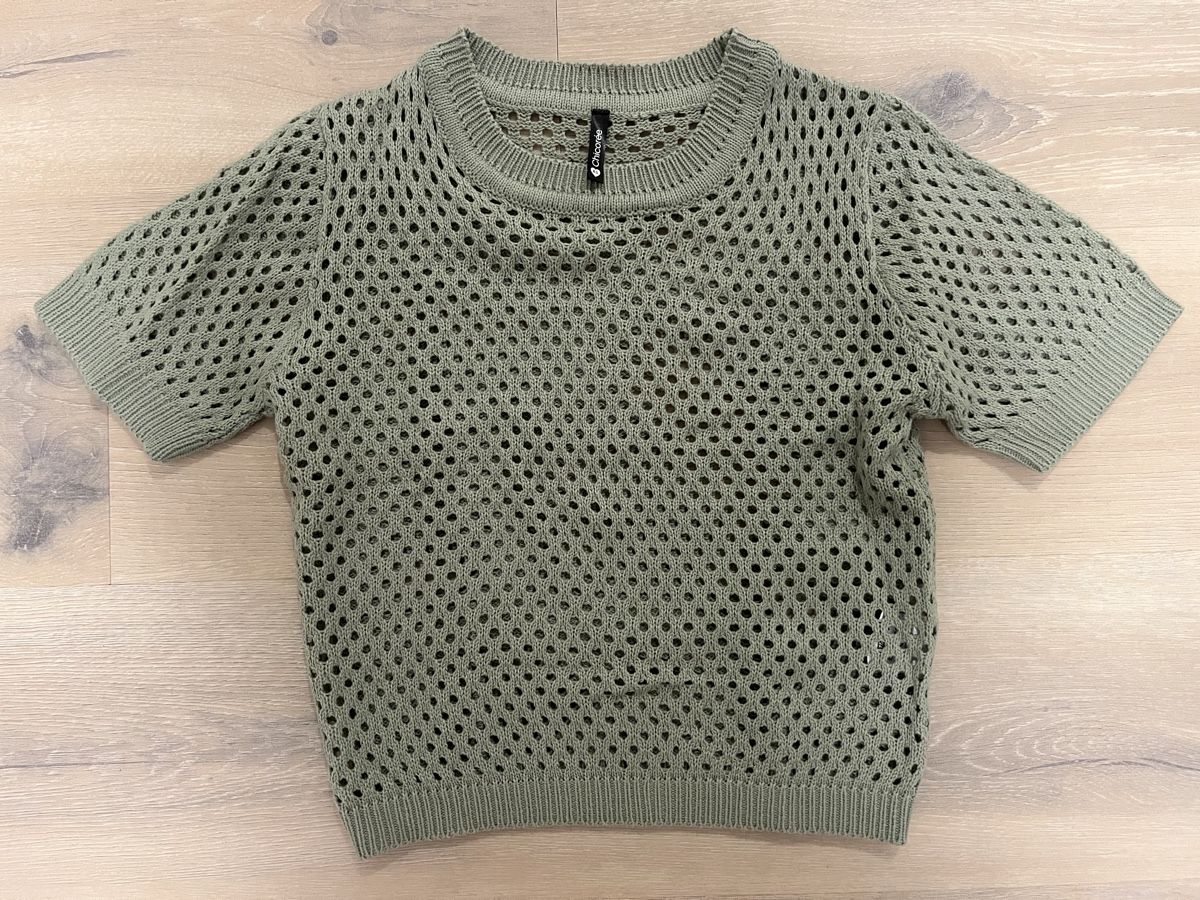 T-Shirts: Strickshirt mit Lochmuster mint XS neu – Neu (gemäss Beschreibung) aus Birrwil von vanyboo