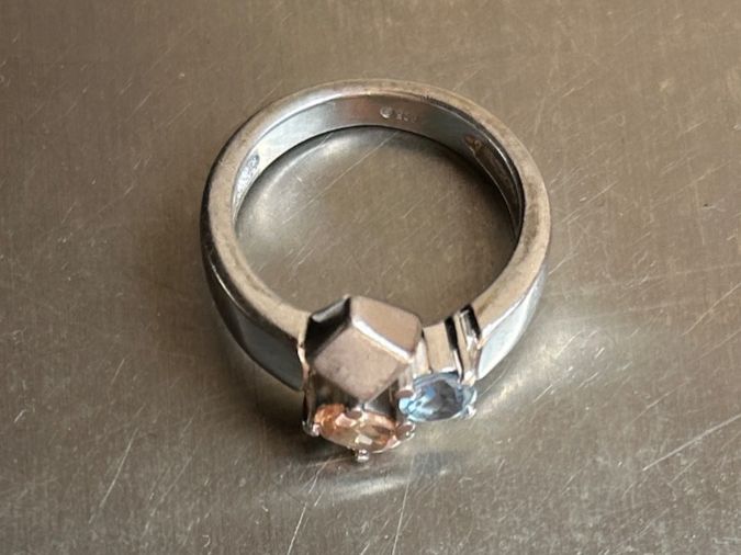Anelli: Silberring hellblau-lachs (Grösse 53) – Usato da Dittingen venduto da Bijoubelle 6