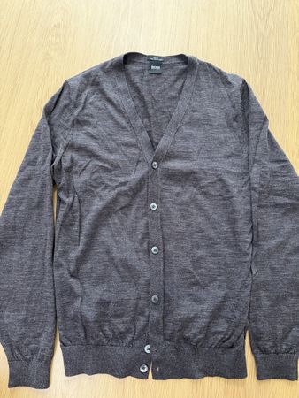 Herren Strickjacke BOSS Slim Fit broun Grösse M Wolle