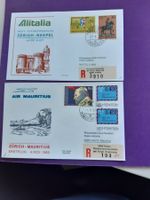 2 Flugbriefe FL-ZH-NEAPEL und FL-ZH-MAURITIUS 1974/83