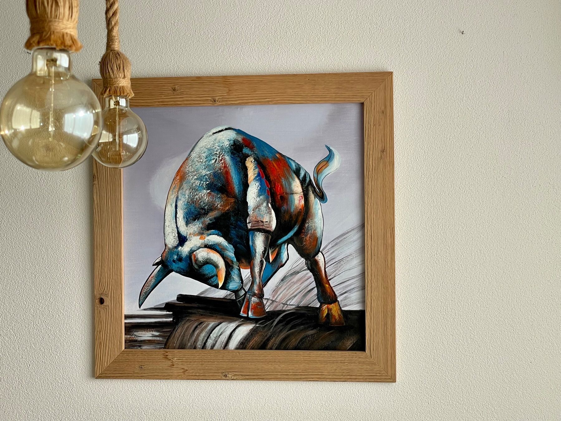 Foto & Immagini: Bild Stier auf Leinwand in Öl oder Acryl – Usato da Brunnen venduto da Holz-style 2