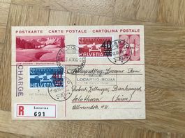 1940. Postkarte mit Sonderflug Locarno - Rom. Mit Abarten!
