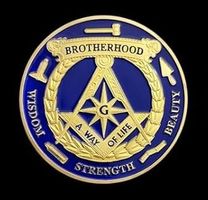Münze FREIMAURER 4 goldfarben Brotherhood Wisdom Strength