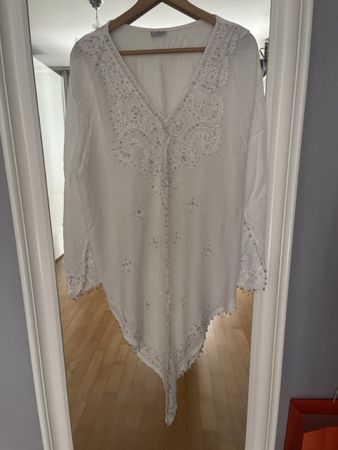 Damen Tunika weiss Grösse XL bestickt mit Perlen
