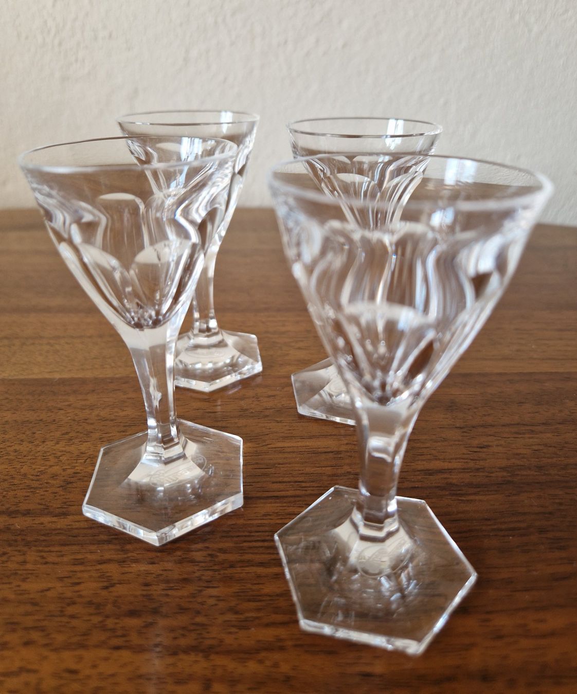 Moser Bicchieri: 4  Moser Kristall Gläser Schnaps oder Likör , Hexagon Fuss – Nuovo (secondo la descrizione) da Bern venduto da Antikbatik 8