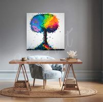 Acrylbild Baum Natur Gemälde bunt Neu Unikat
