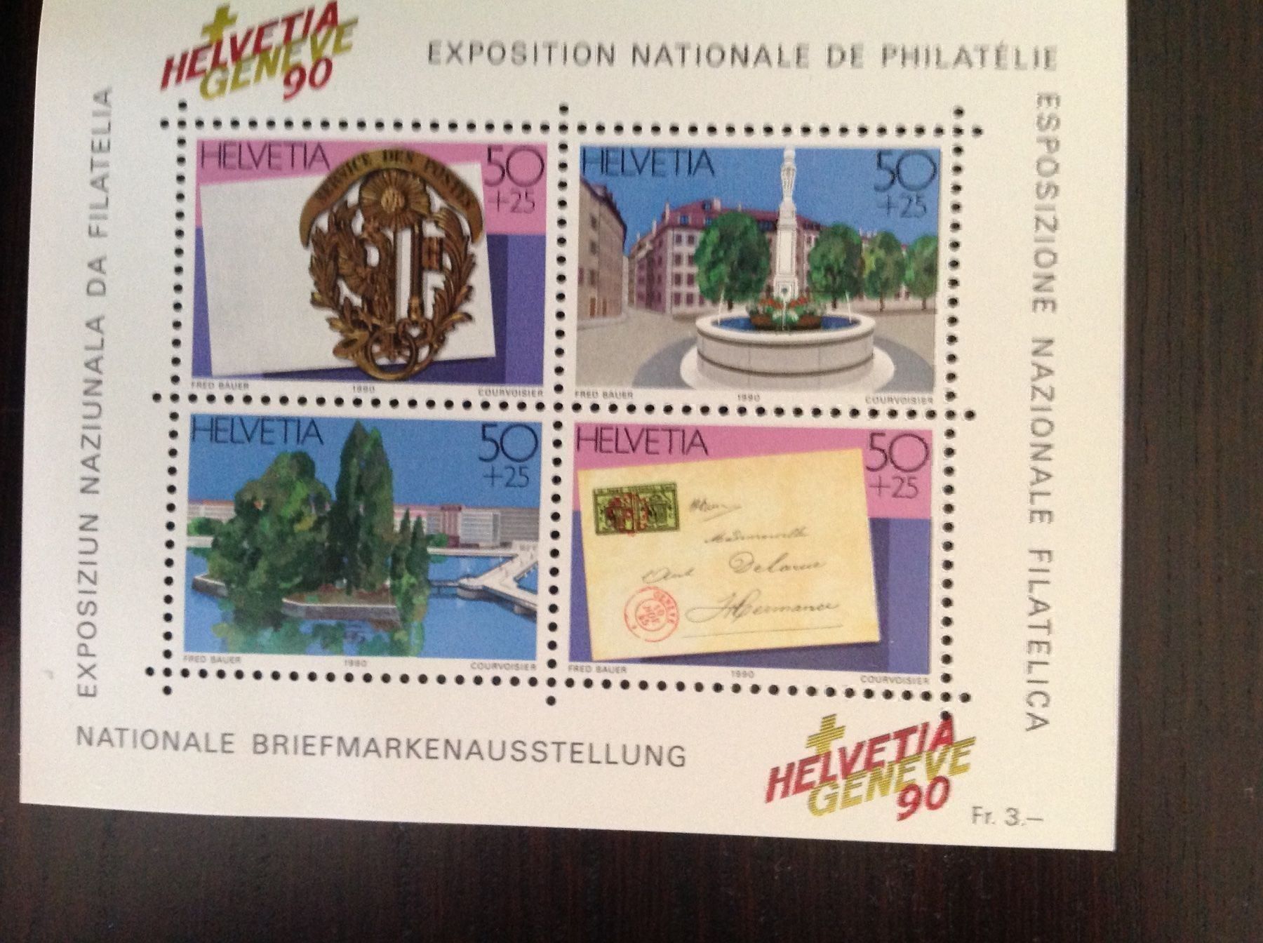Tutti i francobolli: 2 x  Block 1990 Helvetia Geneve – Usato da Horw venduto da Luki49 1