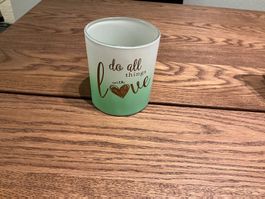 Windlicht "do all things with love" 💚 Türkis
