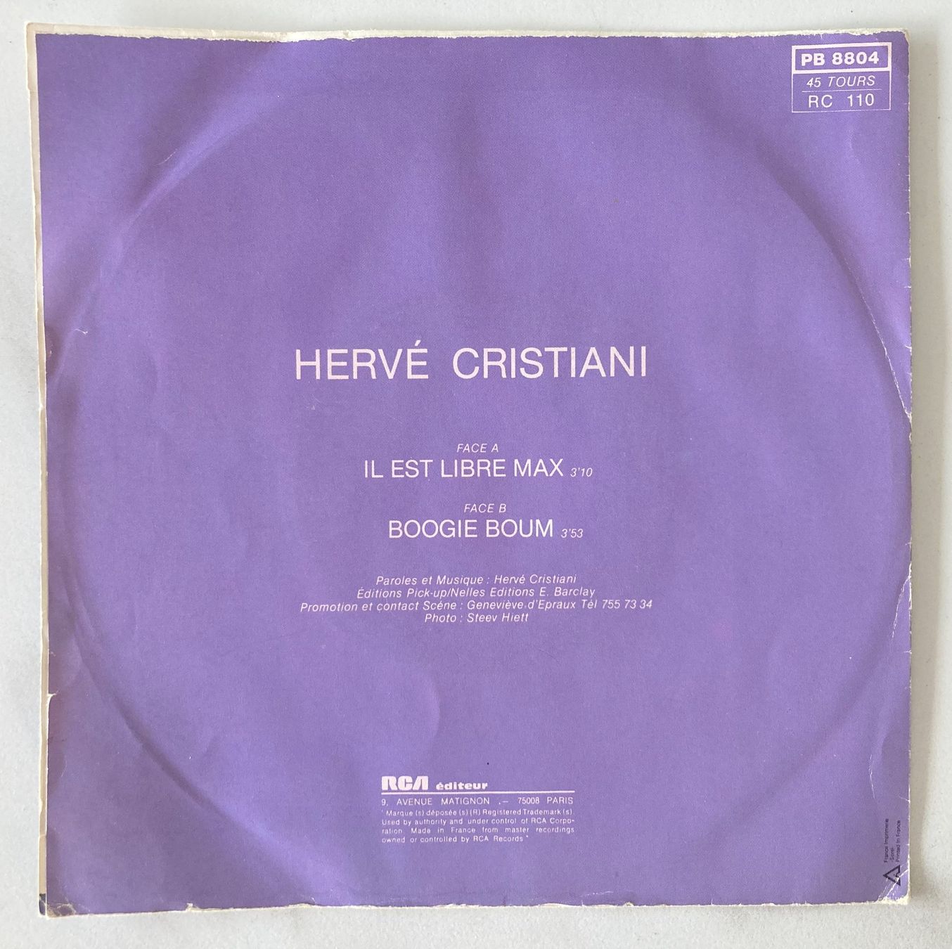 Vinyles: HERVE CRISTIANI - IL EST LIBRE MAX – D'occasion à Bottens par hotter-than-hell 1