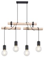 Lustre NEUF suspendu design rustique en bois avec 4 lampes.