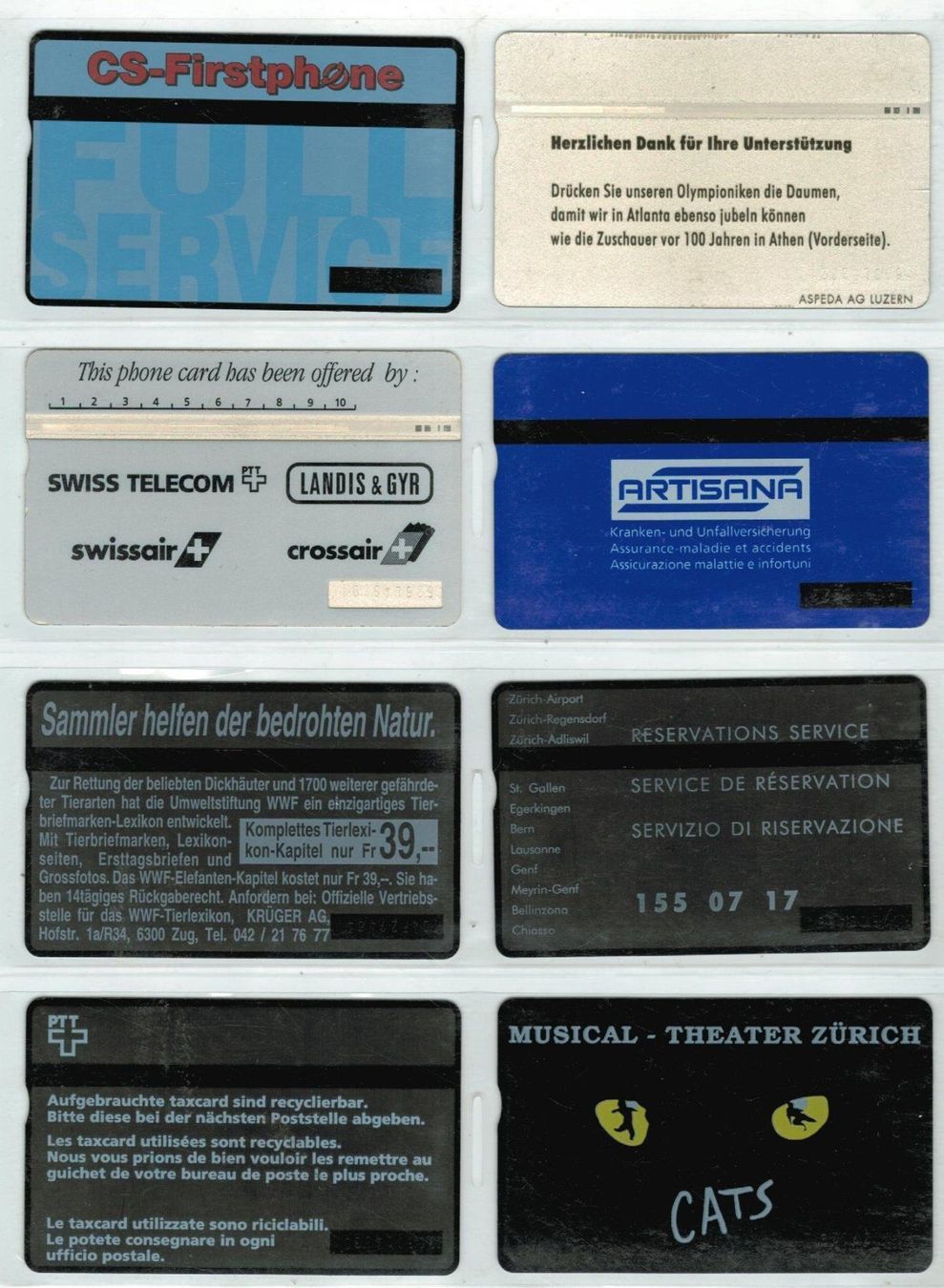 Telefon- & Taxkarten: 8 Taxcards – Gebraucht aus Zürich von Tolima194 1