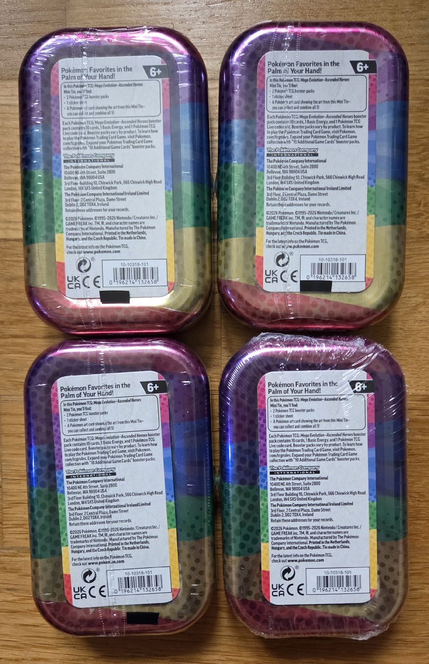 Pokémon Carte collezionabili: 4 Ascended Heroes Mini-Tins Englisch – Nuovo e nell'imballaggio originale da Wittenbach venduto da AS727 1