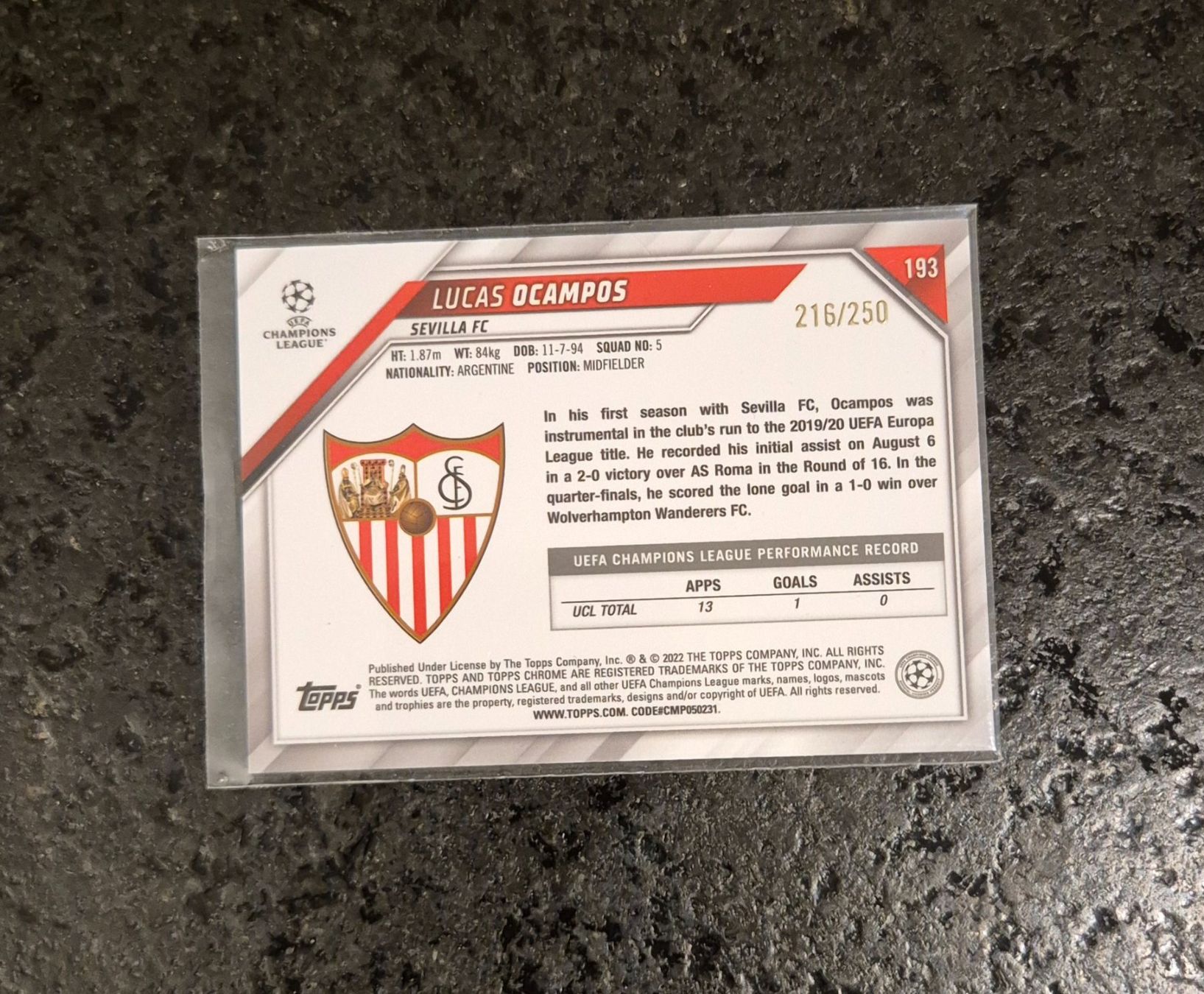 Topps Carte collezionabili: Lucas Ocampos /250 - Sevilla - Topps – Nuovo (secondo la descrizione) da Burg AG venduto da Danoe 1