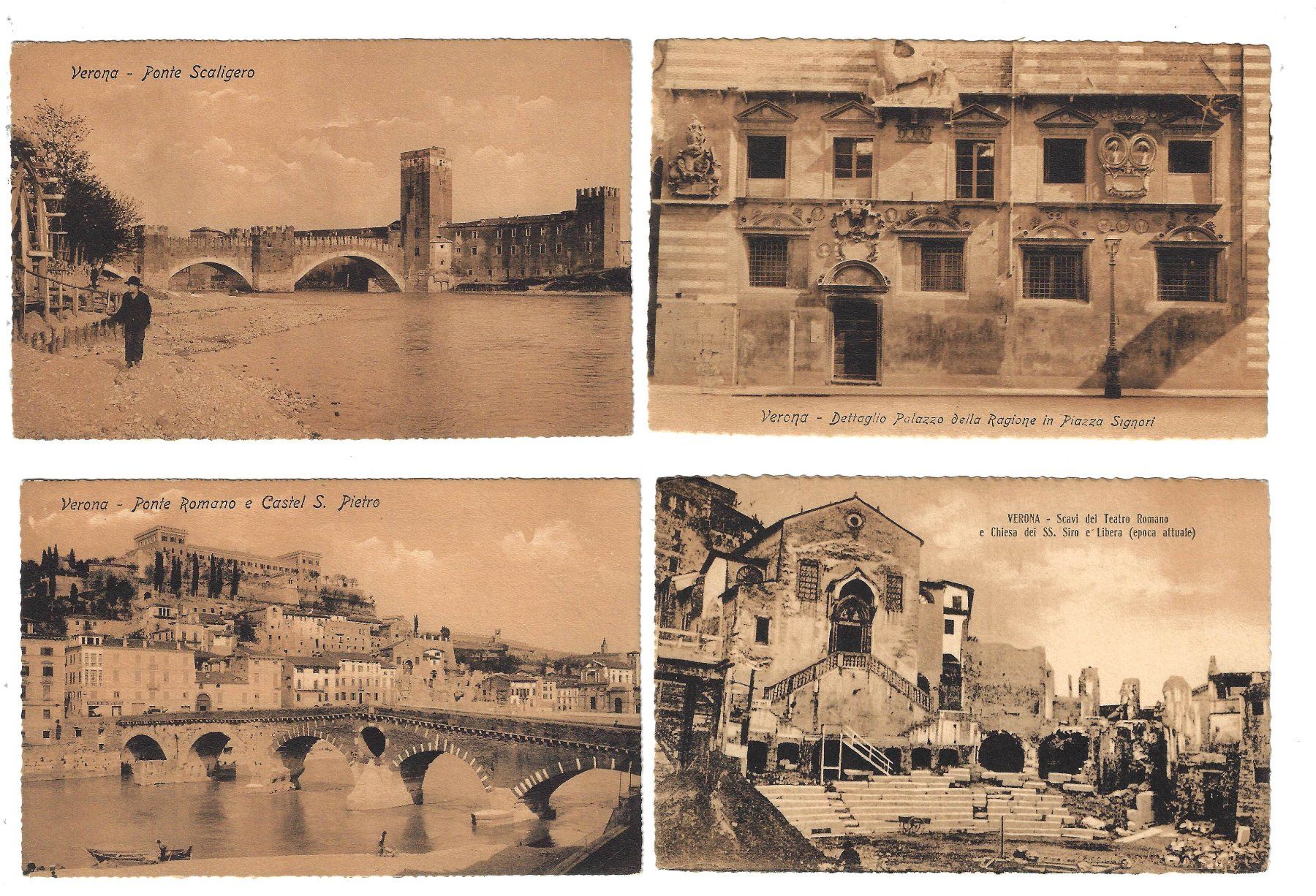 Cartoline postali: 4 alte Ansichtskarten (1920er) Verona – Usato da Zürich venduto da Myomesin