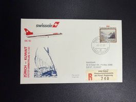 Swissair Erstflugbrief Zürich-Kuwait ab Liechtenstein 1983