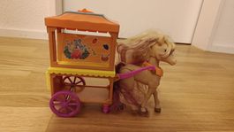Spielzeug Pony / Pferd mit Wagen