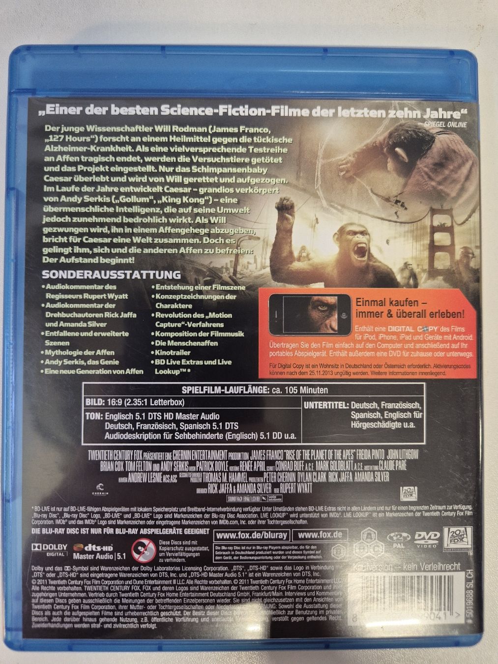 Tutti i DVDs: Planet der Affen - Prevolution Blu-Ray/DVD – Usato da Lindau venduto da Hammy0740 1
