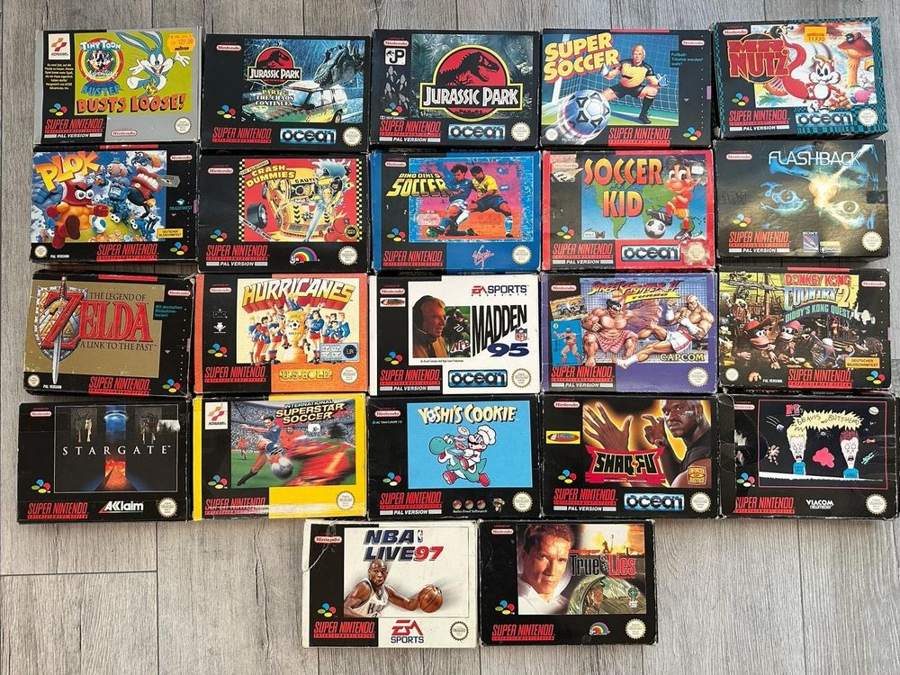 Super Nintendo SNES Sammlung >Vitrine | Konsole | 85 Games