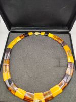 Vintage Collier drei farbige Natur Bernstein 80er USA Top