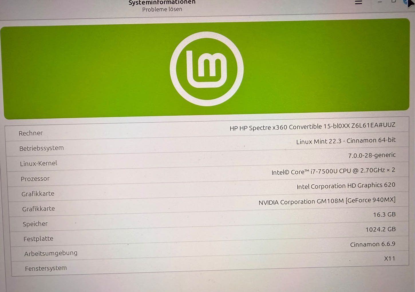 Hewlett Packard Notebook: HP Spectre x360 (15-bl090nz) mit Linux Mint und Touchscreen – Usato da Schwarzsee venduto da inish 9
