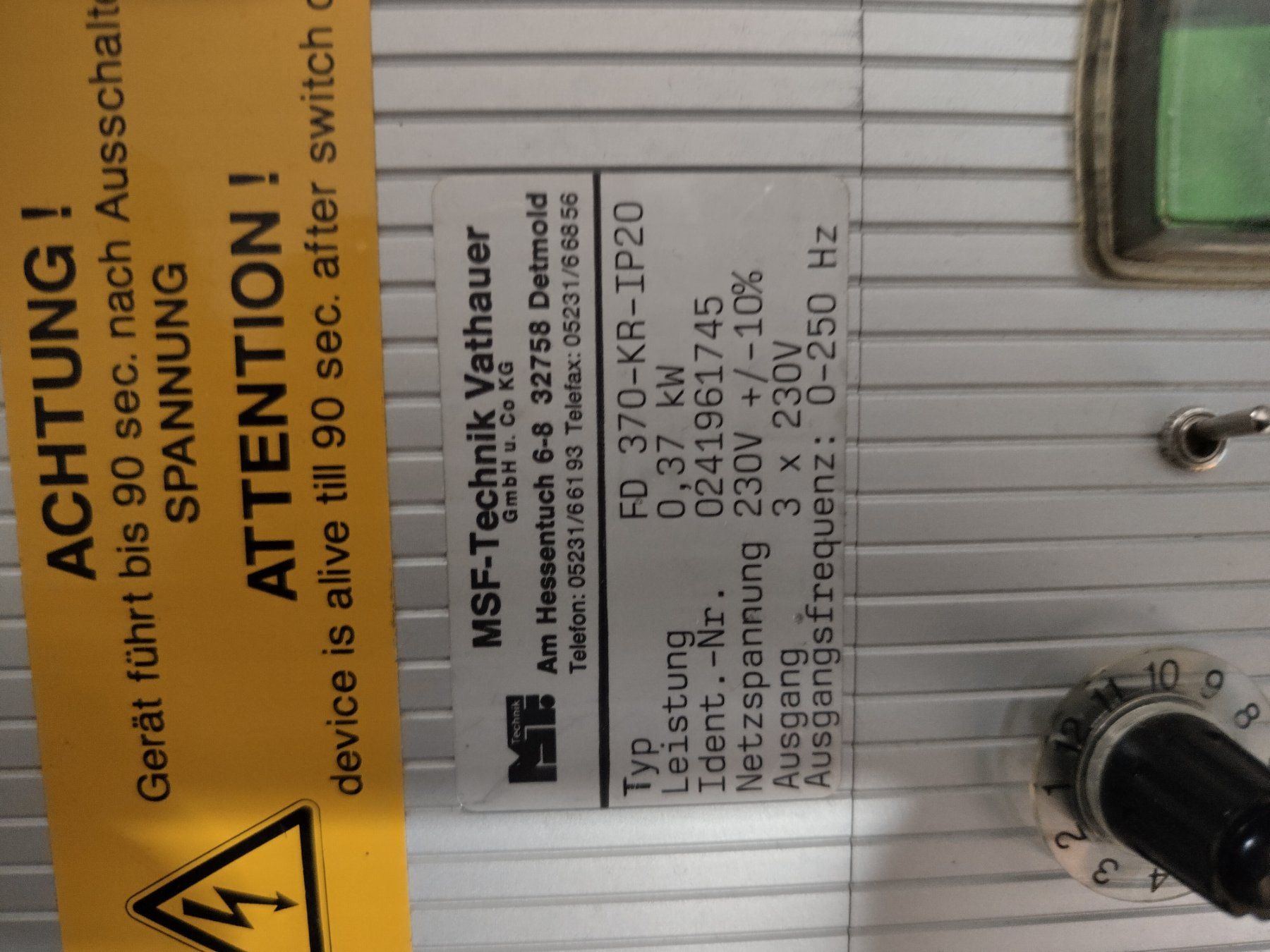 Tutte le macchine: MSF-Technik Vathauser FD 370 KR-IP20 Future Drive – Usato da Wetzikon ZH venduto da SignoraK 3