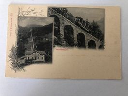Postkarte Mürrenbahn mit Zug und Bergpanorama, alt