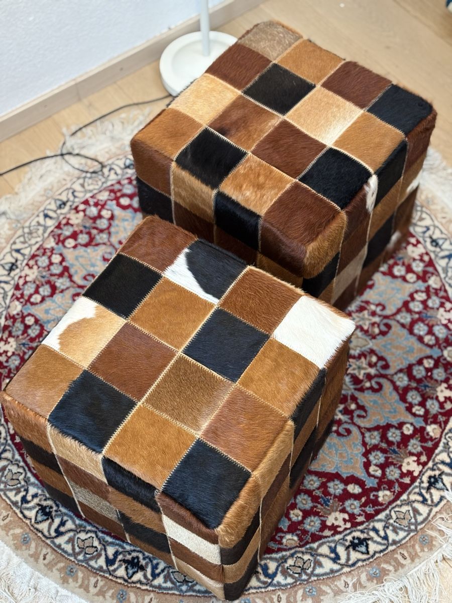 Ikea Hocker: IKEA "JULARP" -  Hocker aus Echtleder - Kuhfell – Gebraucht aus Winterthur von JAKU.SPACE 2