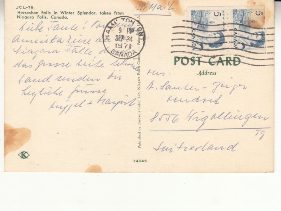 Cartoline postali: Niagara Falls 1971 – Usato da Bürglen TG venduto da StampGraf 1