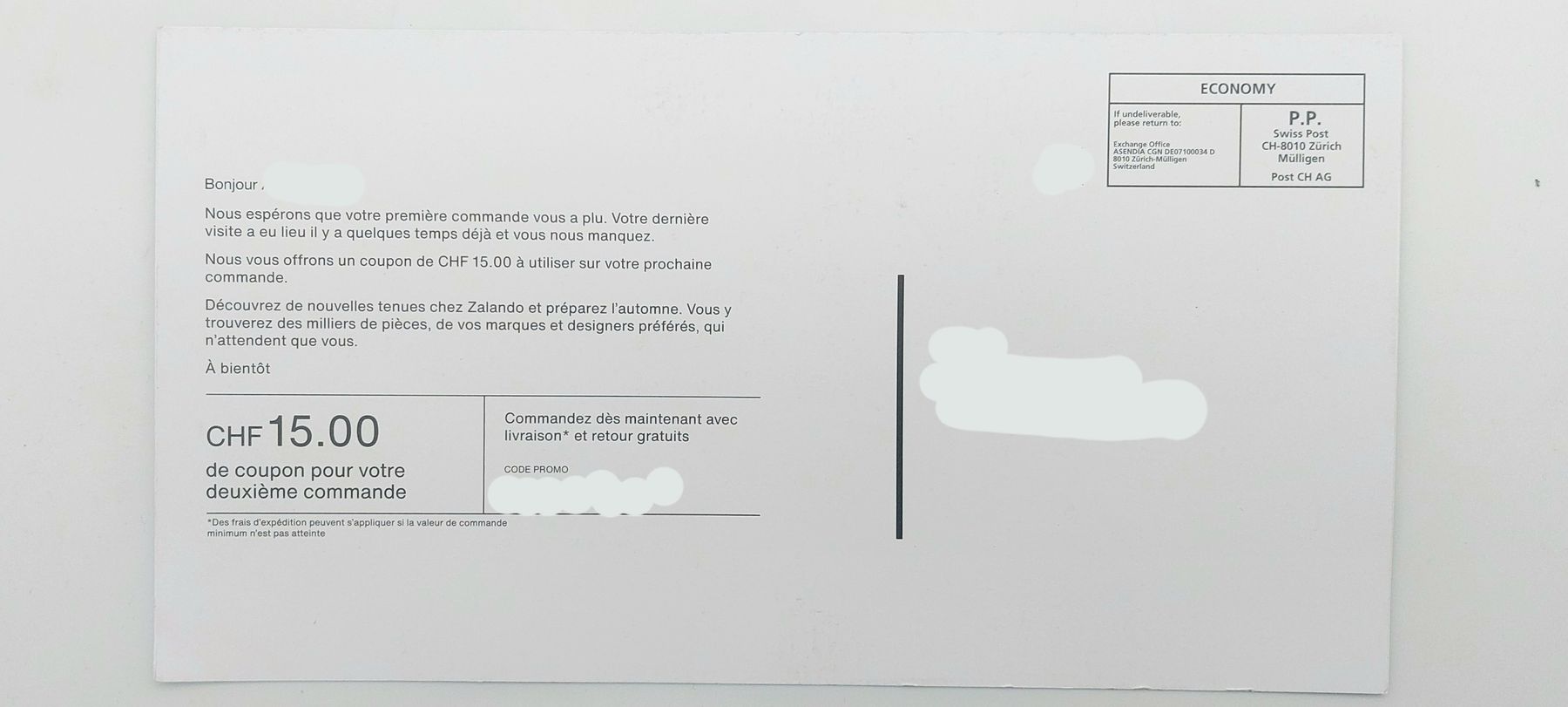 Promo Code Zalando – 15 CHF pour/für CHF (Neuf avec