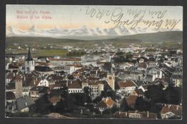 Biel - Bienne Generalansicht und die Alpen