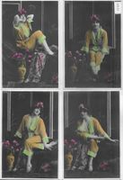 4 AK Junge Dame Femme - coloriert - Bromo-Itala Serie 3