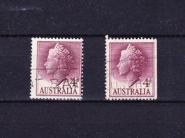 2 Timbres Australie - Reine Elizabeth II - 1957 -  Obl.