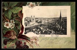 Litho Zürich, See und Alpen, Totalansic