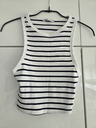 Zara Croptop schwarz weiss gestreift