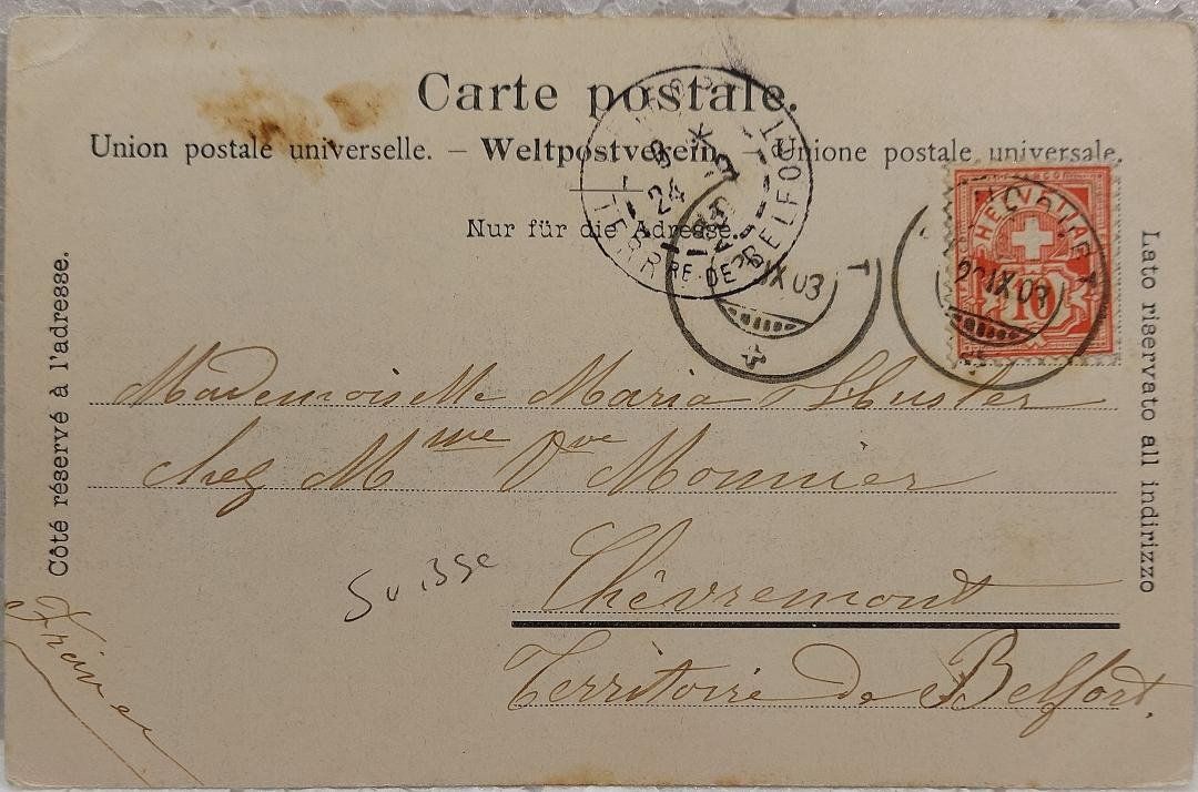Ansichtskarten: LES  GROTTES-DE-MILANDRE  -  1903 – Gebraucht aus Delémont von Domdom1 2