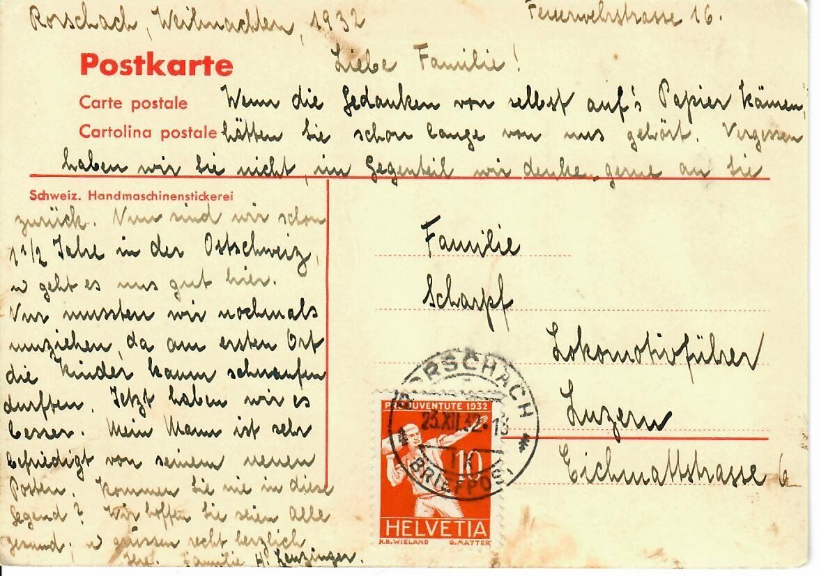 Cartoline postali: gestickte Karte Kloster Kirche St.Gallen 1932 – Usato da Hochdorf venduto da Ziegel-16 1