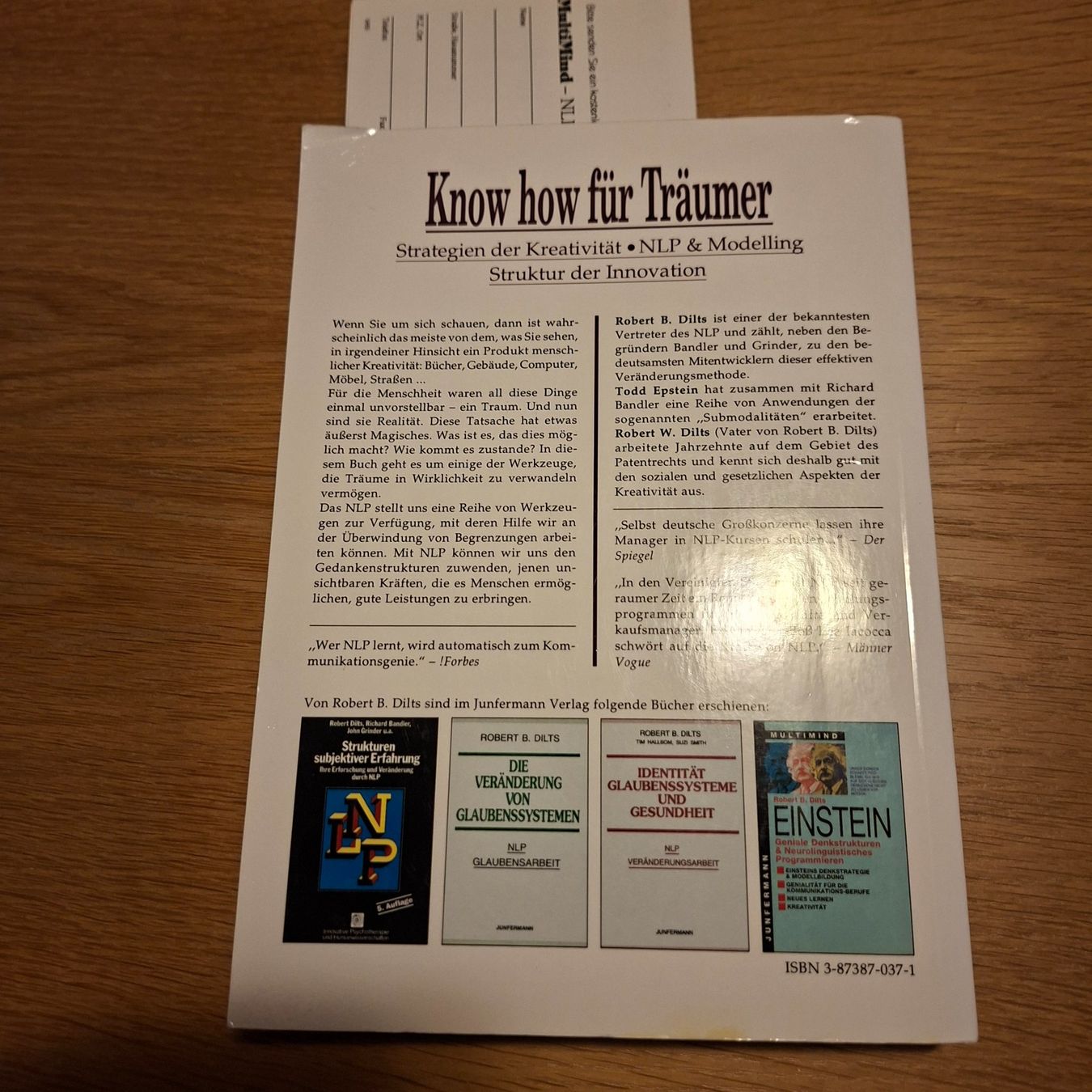 Libri: Buch Know how für Traumer Robert B. Dilts Junfermann – Usato da Einsiedeln venduto da Botscheck 1