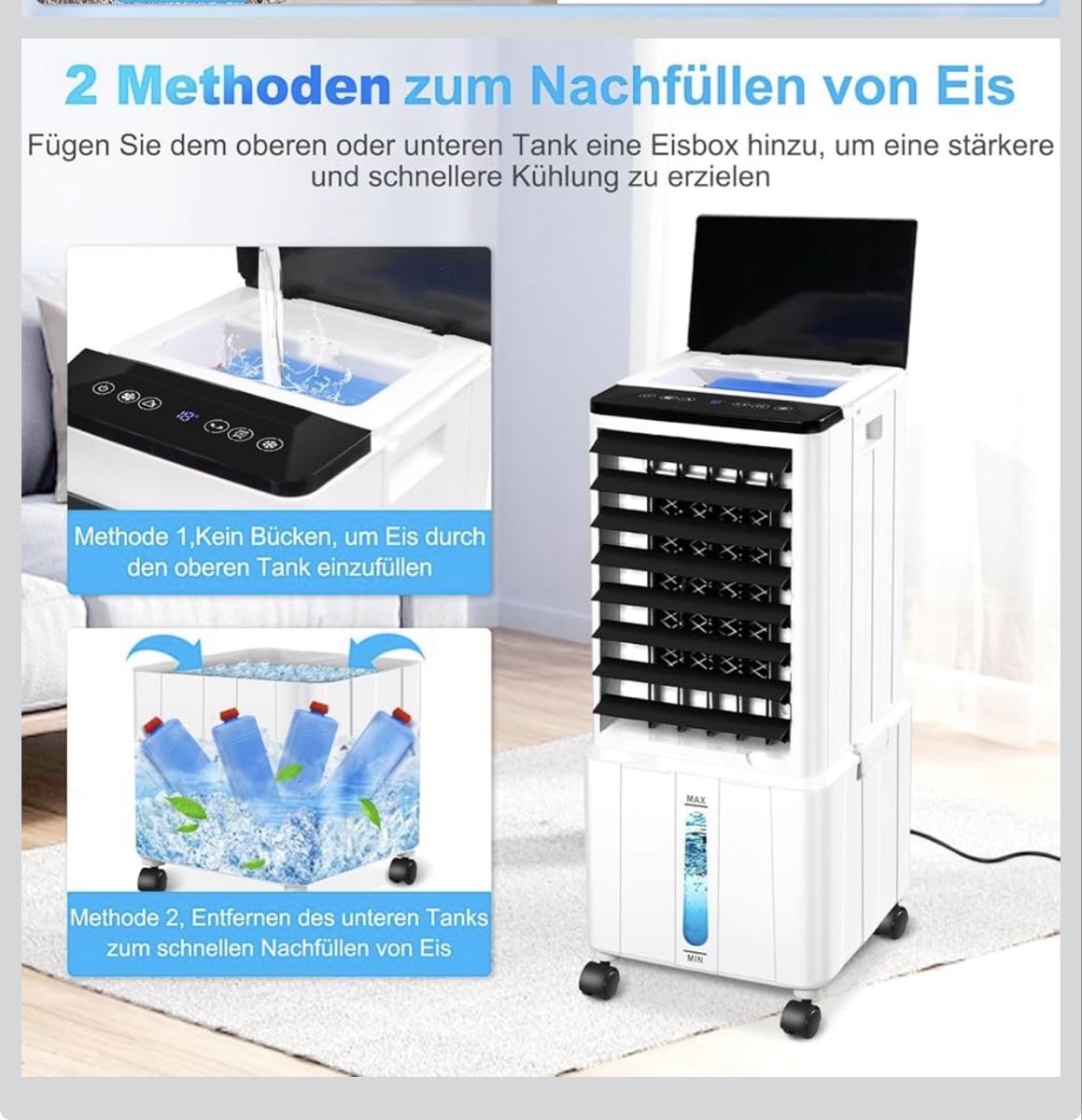 Climatiseurs: Air Cooler Ventilator 14L 3 Speeds Remote Control White – Neuf (Voir description) à Neuhausen par ven_ksf8 3